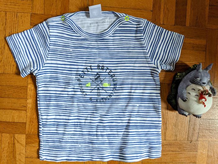 Très joli ensemble salopette court DPAM tee-shirt Petit Bateau 6 mois Neuf - photo numéro 5