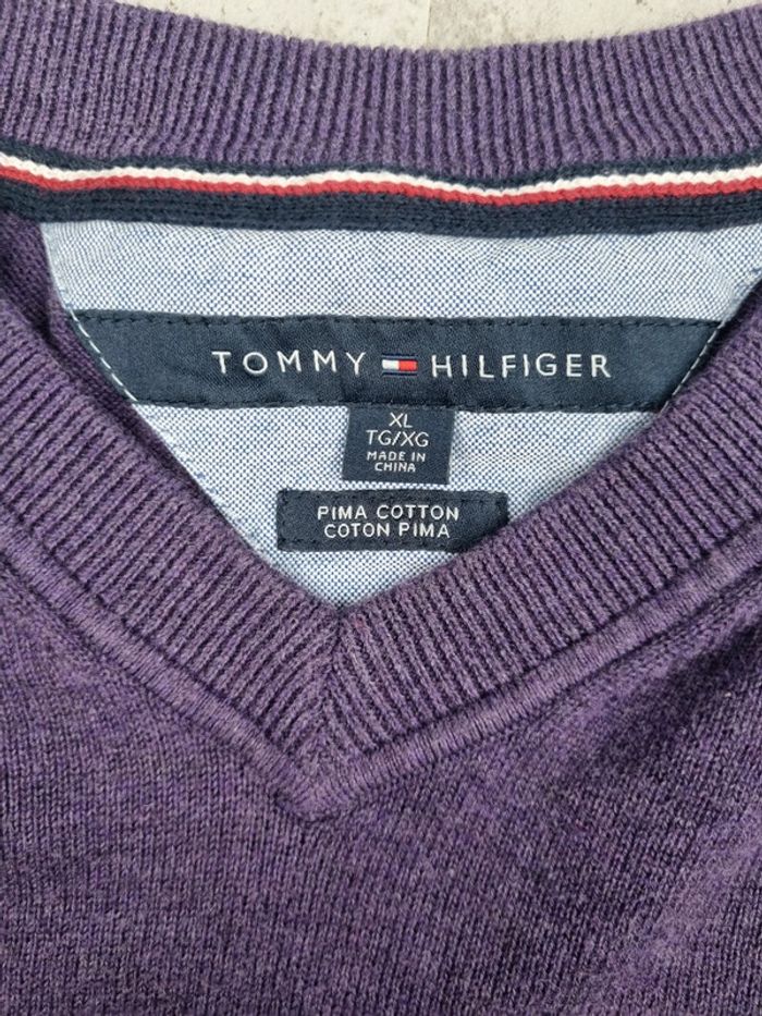 Pull col V Tommy Hilfiger violet, XL Hommes - photo numéro 5