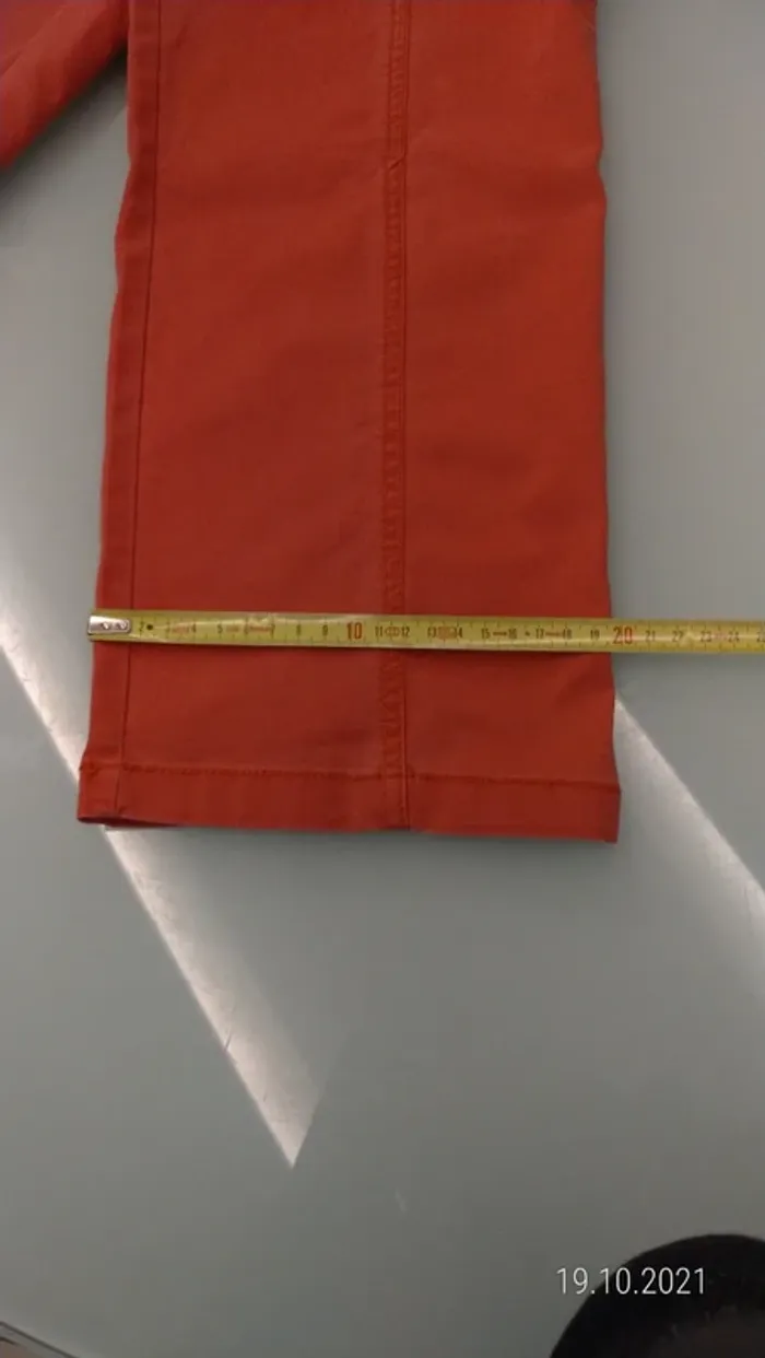 Jean 98% coton droit taille haute corail - photo numéro 10