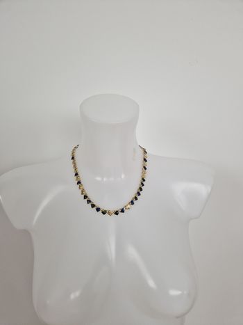 Collier vintage doré avec touche bleu et vert