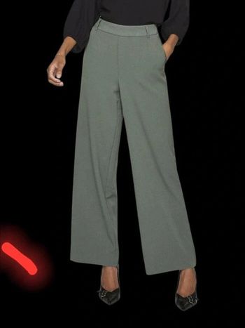 Pantalon a jambe ample Vila - Taille haute - Vivarone - Duck Green