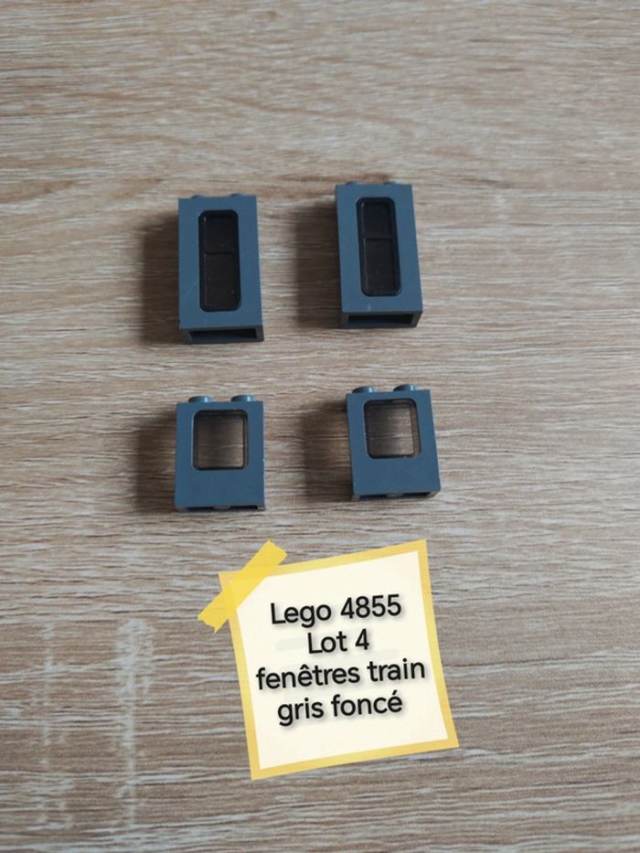 Lego 4855 lot 4 fenêtres train gris foncé