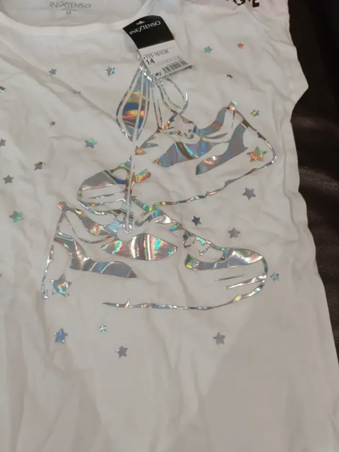 Tee shirt neuf in extenso 14 ans holographique - photo numéro 2