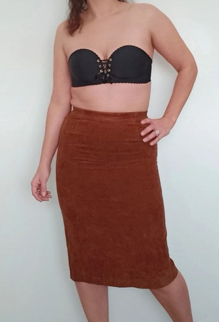 Jupe cintrée chic daim vintage taille 38 - photo numéro 2