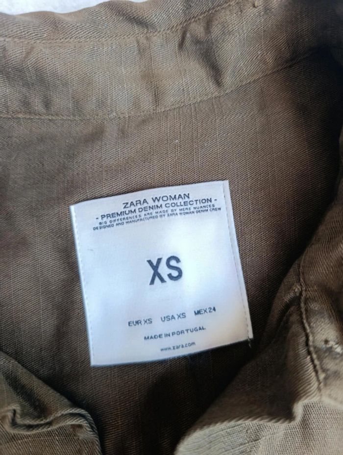 Chemise Zara woman Premium collection XS vert Kaki 100% lyocell - photo numéro 7