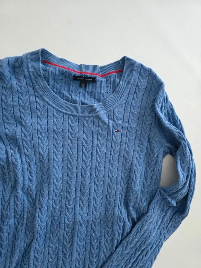 Pull en maille bleu tommy hilfiger - photo numéro 2