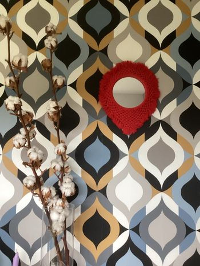 Couronne miroir macramé asymétrique rouge - photo numéro 2