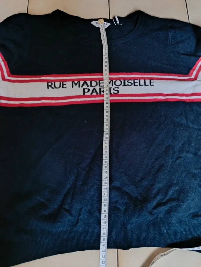 Pull léger Naf Naf bleu blanc rouge Mademoiselle Paris taille M - photo numéro 6
