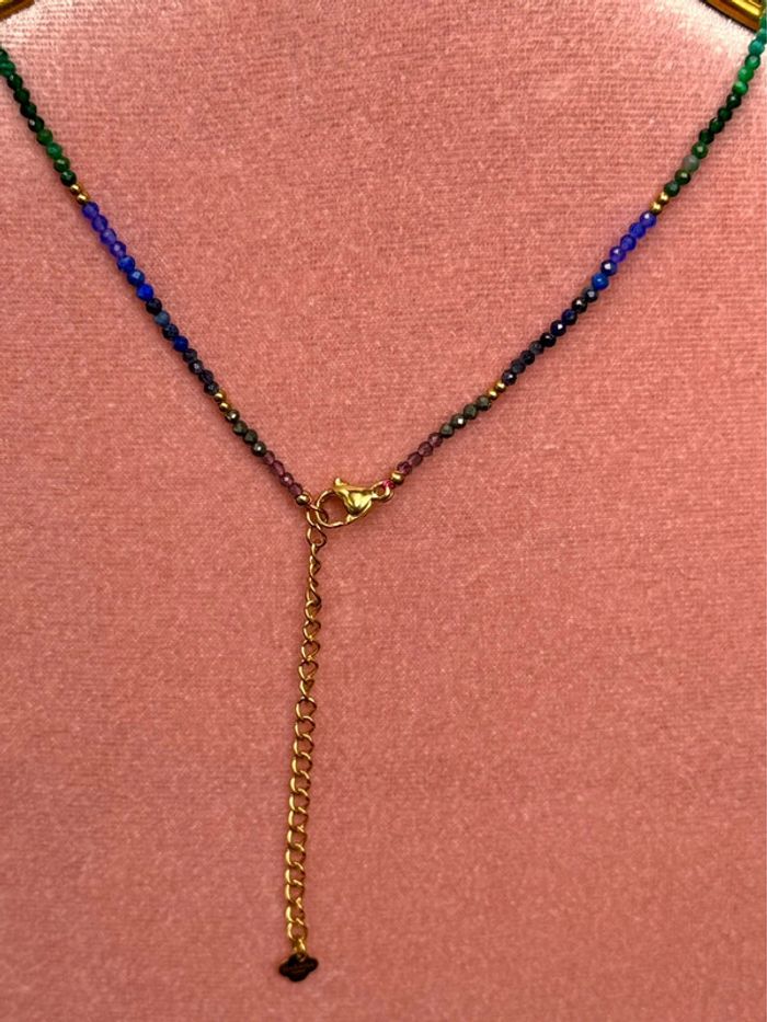 Collier habaha Paris réglable acier inoxydable or perles naturelles grigri cristaux - photo numéro 6