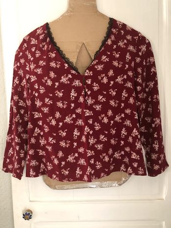 AN102- Blouse bordeaux fleurie/dentelle T 44