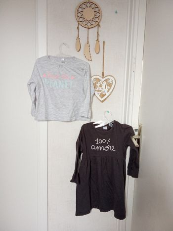 Lot tex 23 mois fille robe et pull manche longue, mi saison