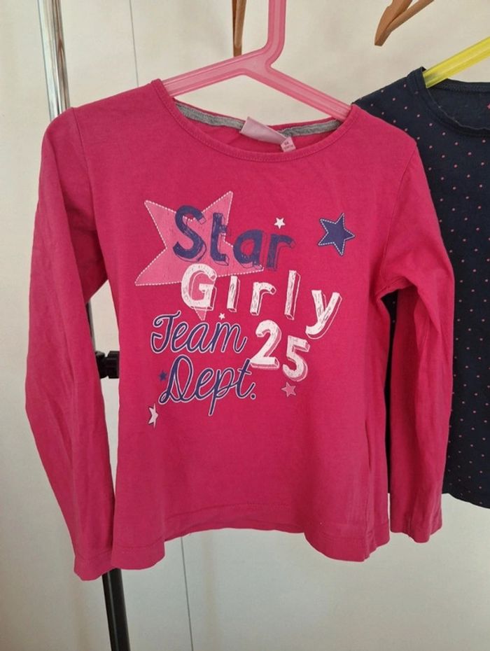 Lot 3 t-shirts 8 ans enfant fille NKY et Orchestra rose, bleu et marron - photo numéro 2