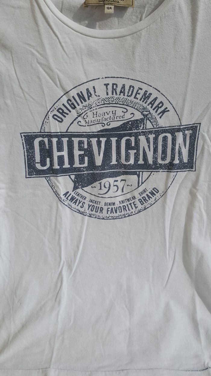 Tee-shirt manches courtes Chevignon blanc taille 12 ans - photo numéro 2