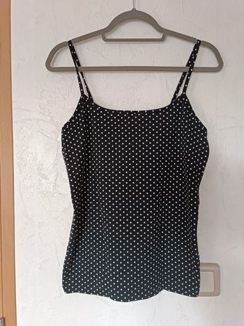 Débardeur noir à pois blancs