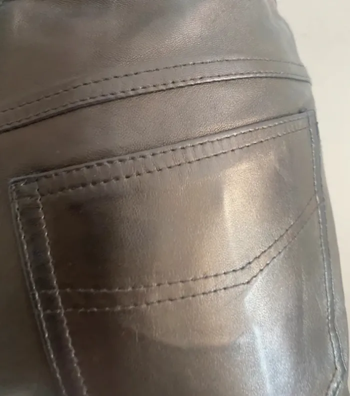 Short en cuir taille haute marron reflet doré - photo numéro 3