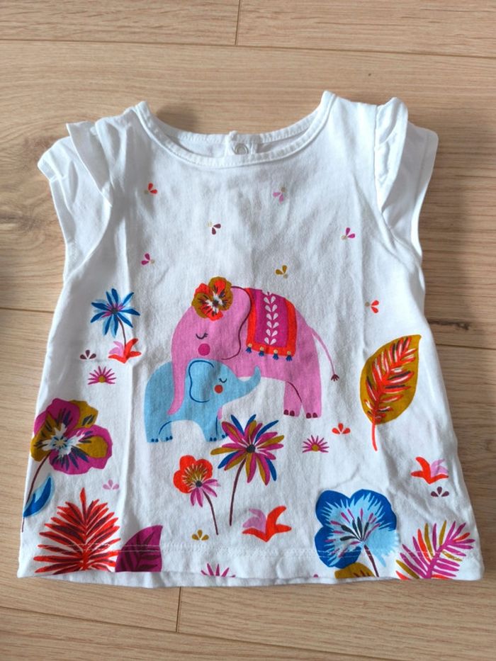 T-shirt DPAM Éléphants - Taille 12 mois - 74cm