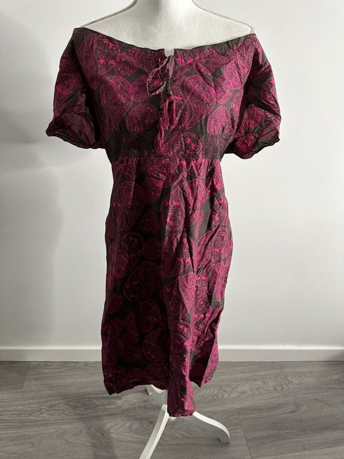Robe à fleurs rose et marron Esprit T40