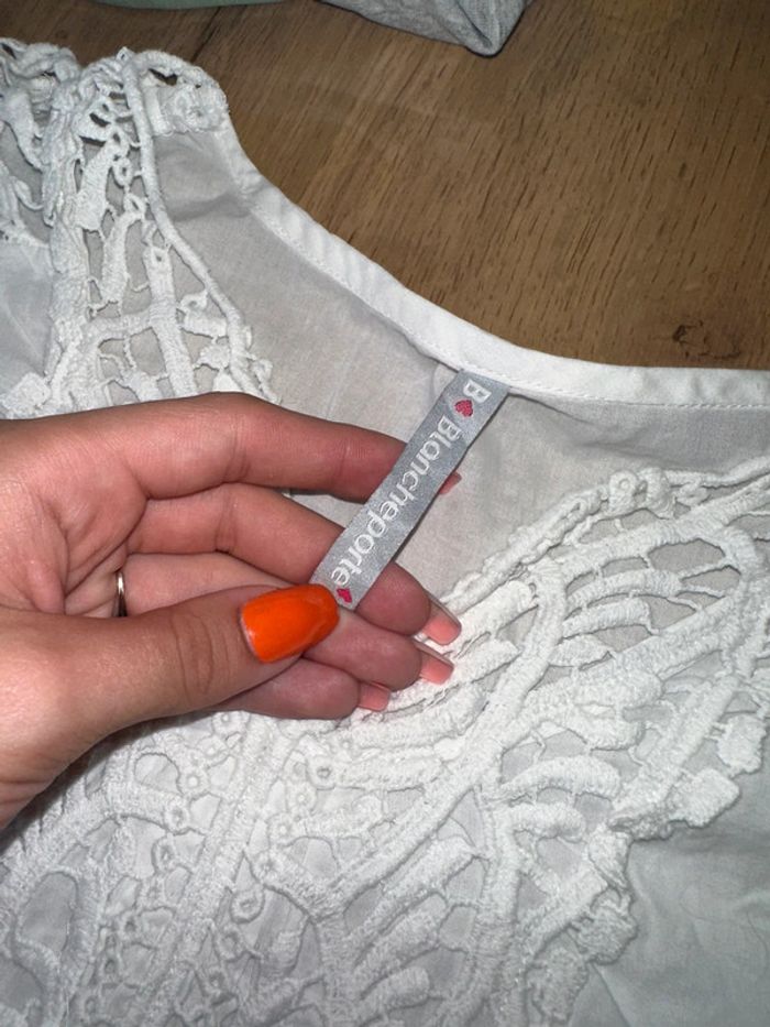 Haut tunique M/L blanche porte - photo numéro 3