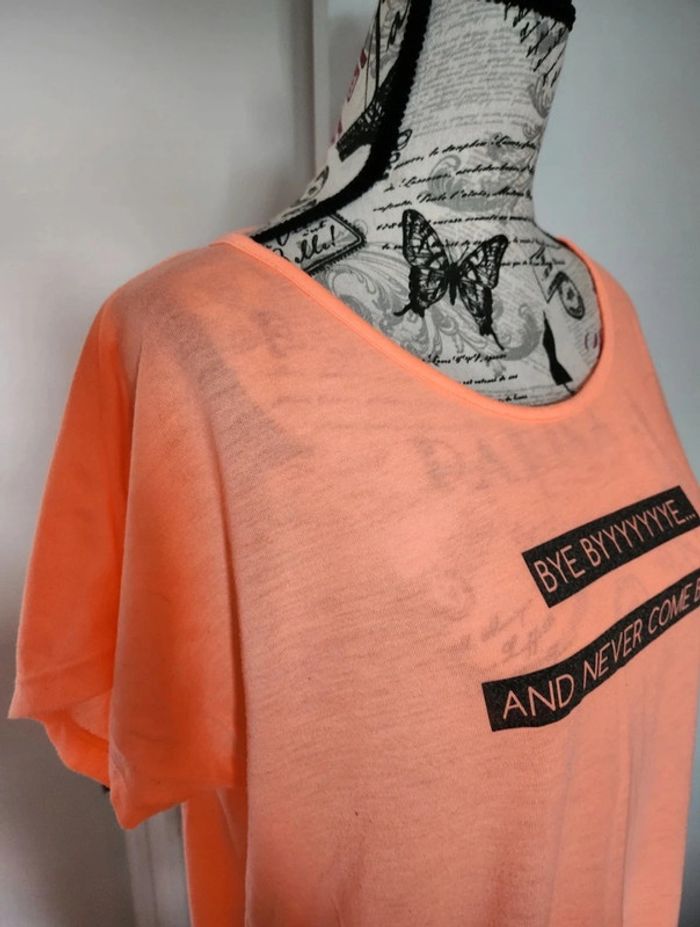 Ravissant Tee Shirt original de couleur Corail de marque Gemo et de taille 42 - photo numéro 3