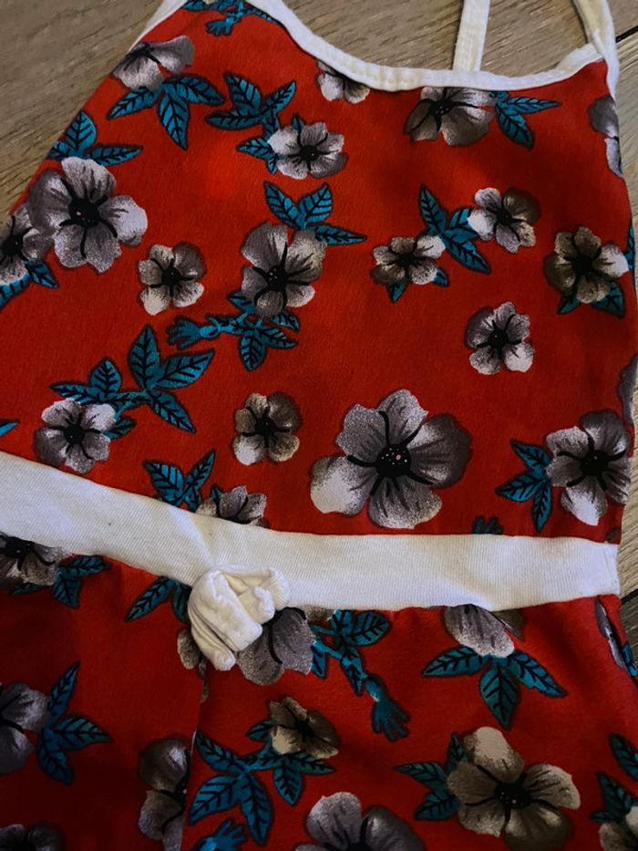 Combishort fille rouge fleurs légère 18-24 mois - photo numéro 2