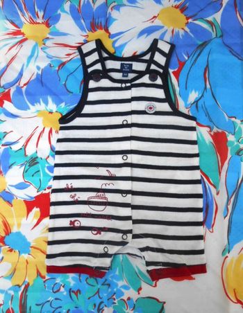 Body Sans Manches Style Marinière Terre de Marins 3 mois