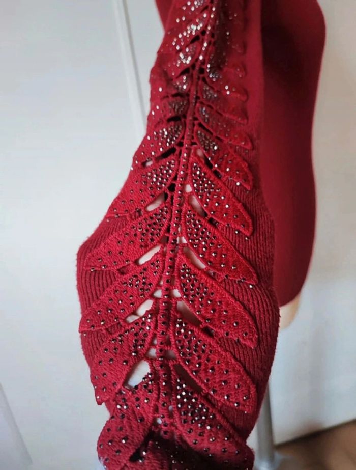 pull de fête rouge avec diam's taille unique xs s m marque BX MC lorene - photo numéro 2