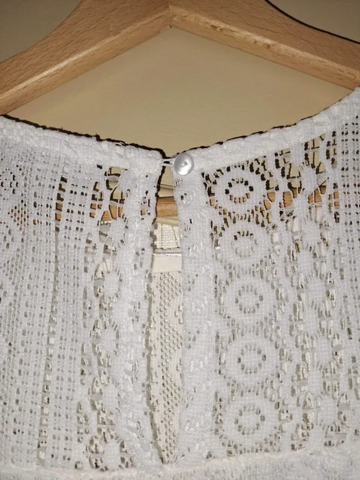 Haut blanc femme doublé dentelle ajourée Jennyfer XS Tbe épaules dénudées - photo numéro 3