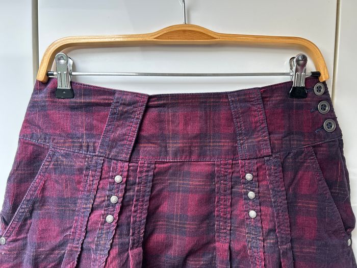 Jupe bordeaux à carreaux Camaïeu - Taille 38 - photo numéro 2
