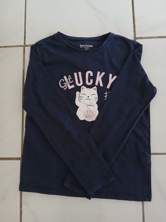 Pull fin en coton fille taille 10 ans marque inextenso  couleur marine,blanc,rose - photo numéro 4