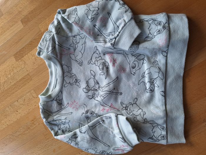 Pull sweat vert d'eau Disney Bambi et Pan Pan 6-9mois - Primark