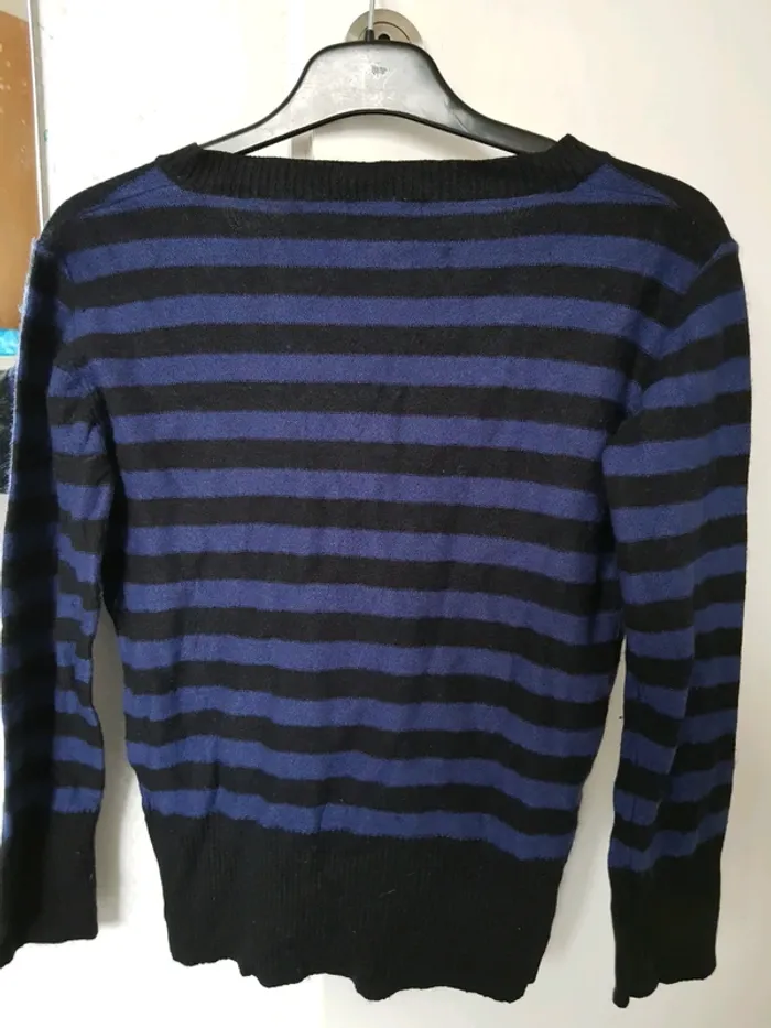 Pull fin bleu rayé, marque 123, taille 42/44 - photo numéro 3