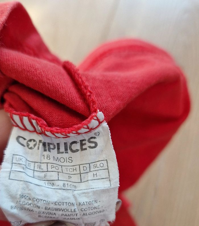 Tee-shirt manches courtes garçon complices rouge 81 cm - photo numéro 5