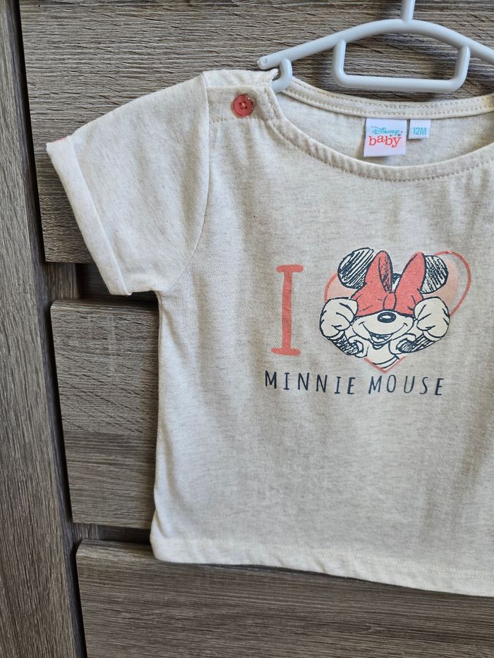 Vêtement Bébé Fille - T-shirt Minnie Beige - Disney - 12 mois - photo numéro 2
