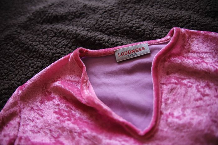 T-shirt Vintage Velour, manche évasées Rose Fushia - photo numéro 3