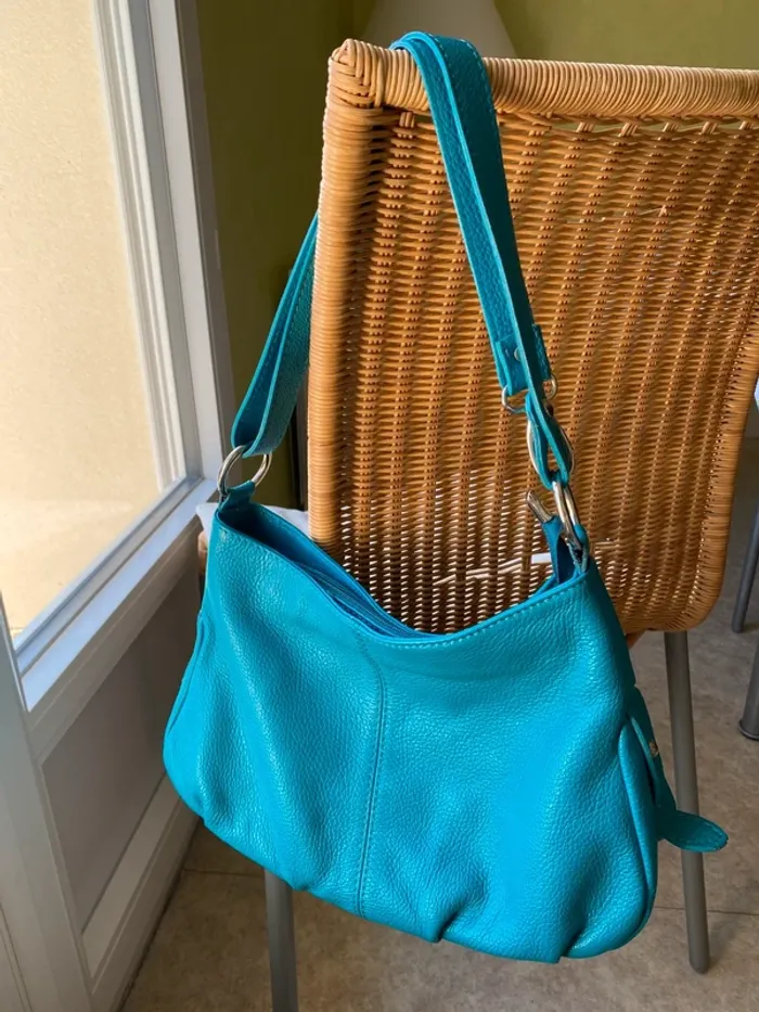 Sac à main Genuine Leather 20x30 Turquoise - photo numéro 2