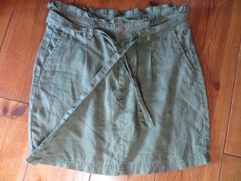 Jupe en lin kaki cache cache 36 neuve