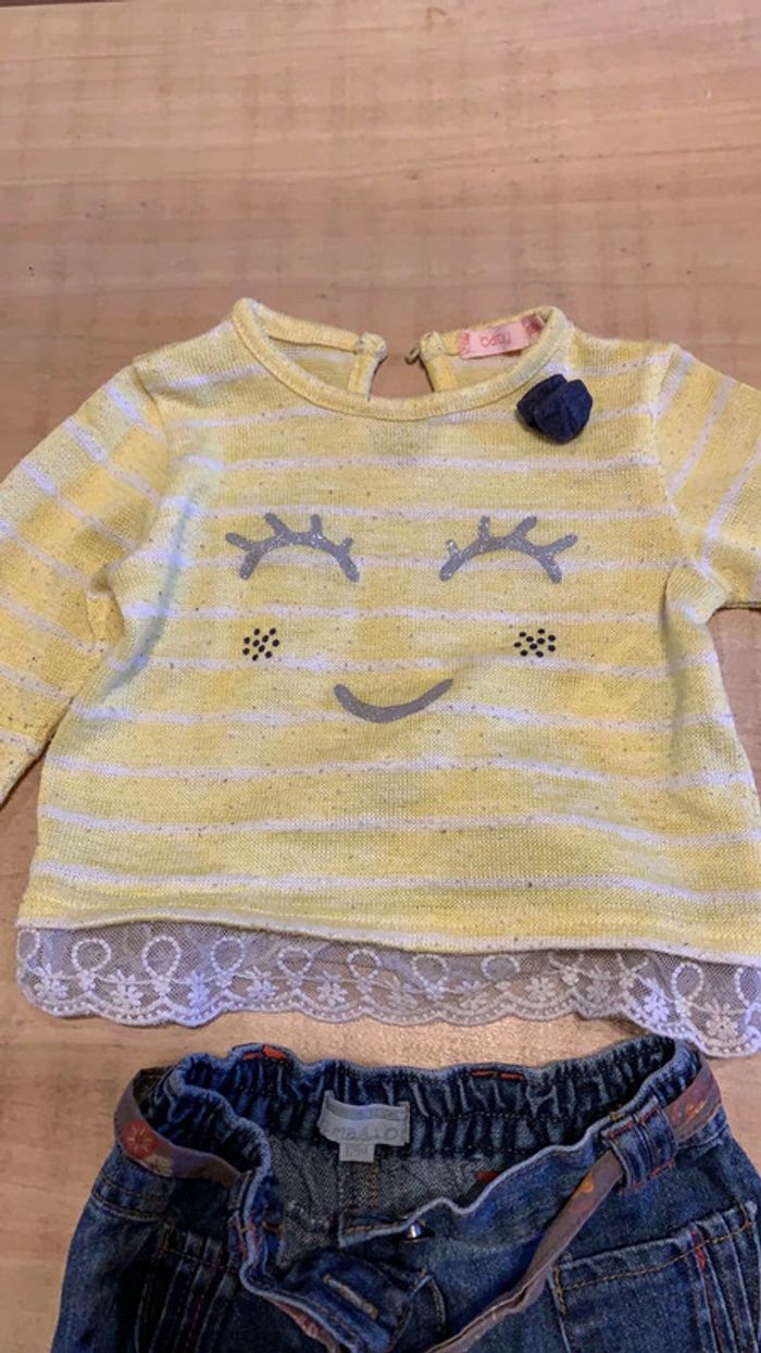 Ensemble jean et pull fin 12 mois en bon état - photo numéro 3
