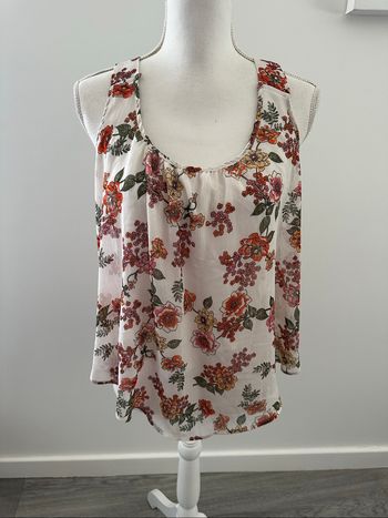 Débardeur à fleurs blanc et multicolore T38 M