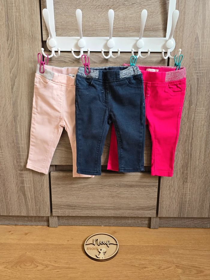 Vêtement Bébé Fille - Lot de 3 pantalons Jeans - Gémo - 9 mois
