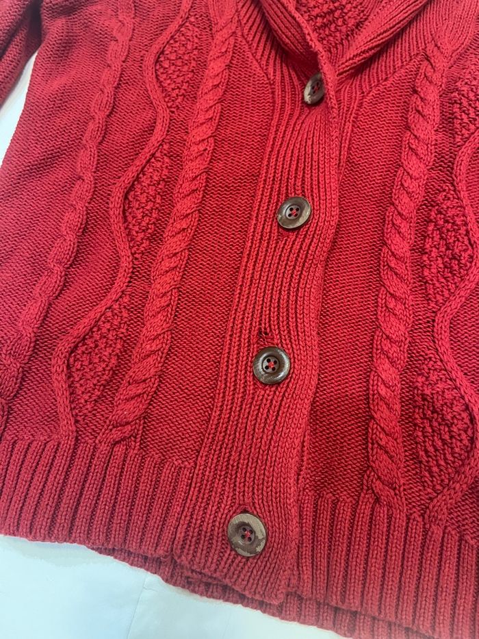 Cardigan en maille tricoté à col châle, boutonné rouge/bordeaux mango vintage taille M/38 - photo numéro 6