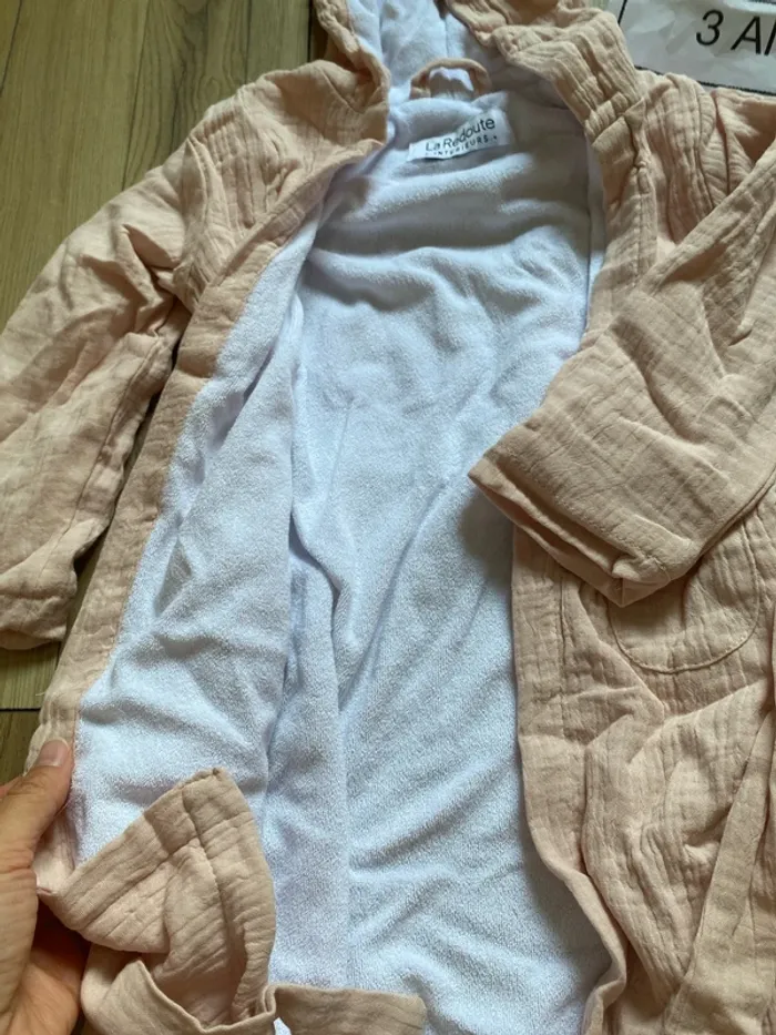 Peignoir rose gaze de coton éponge - photo numéro 3