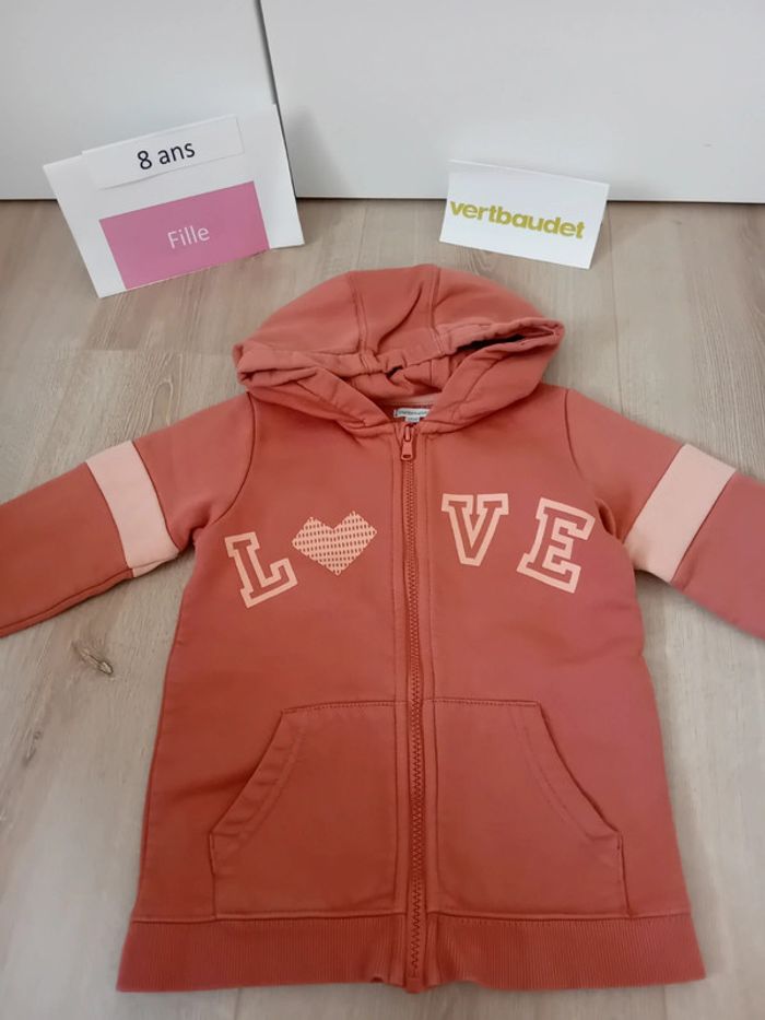 Gilet zippé capuche fille 8 ans Vertbaudet