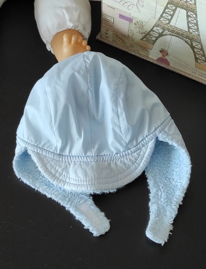 Bonnet aviateur bébé garçon 1-3 mois – bleu, très bon état - photo numéro 5