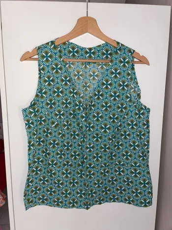 Blouse bleue fait main M