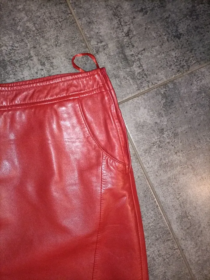 Jupe cuir véritable rouge - photo numéro 2