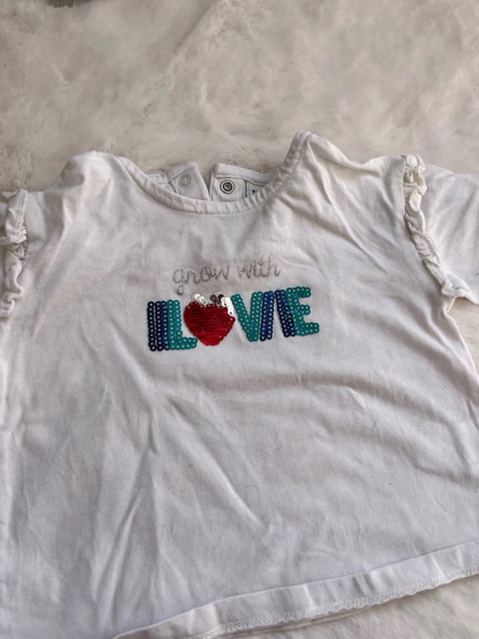 Lot 2 tee-shirts 6 mois bébé fille - photo numéro 3