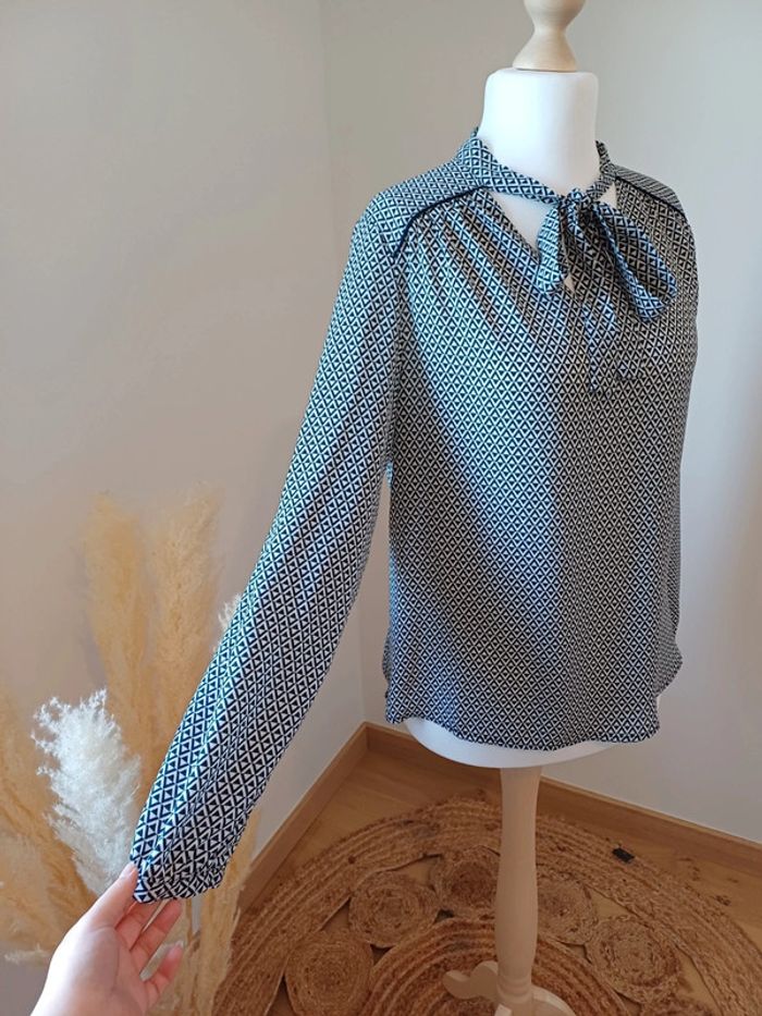 Blouse noire et blanche à motifs Kiabi taille L 40 - photo numéro 6
