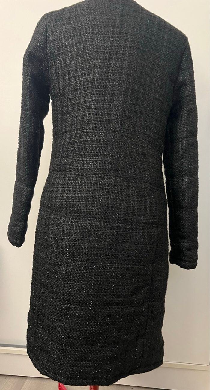 Manteau droit long matelassé noir pailleté Morgan - photo numéro 8