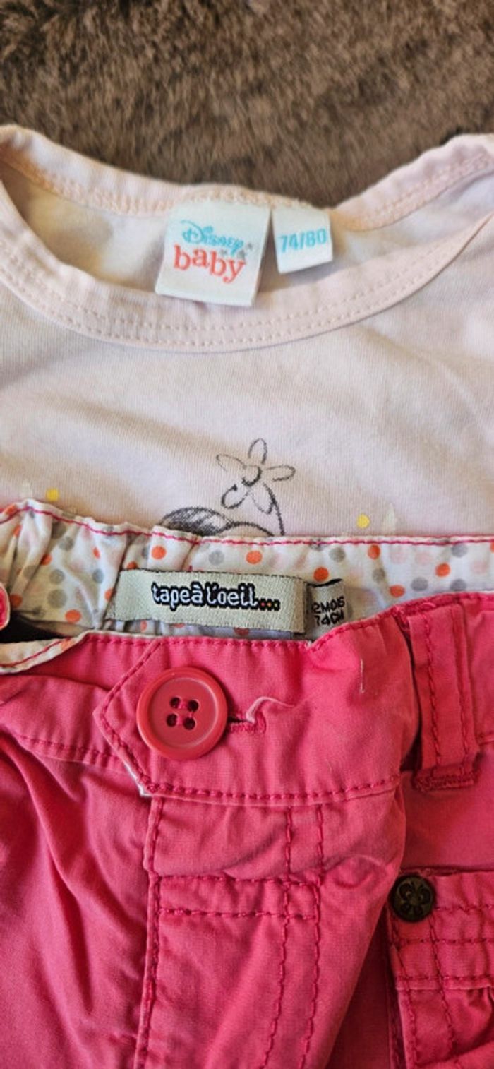 Short  rose 12 mois tape à l'œil et bodie minnie 12 mois - photo numéro 3