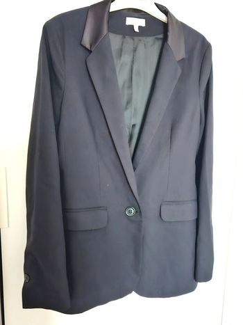 Blazer col satiné bleu noir Kookai Vintage